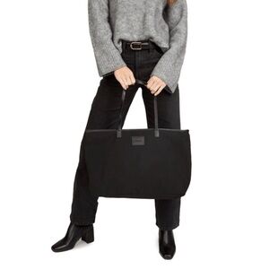 Cleobella Canvas and Vegan Leather Large Tote in Black